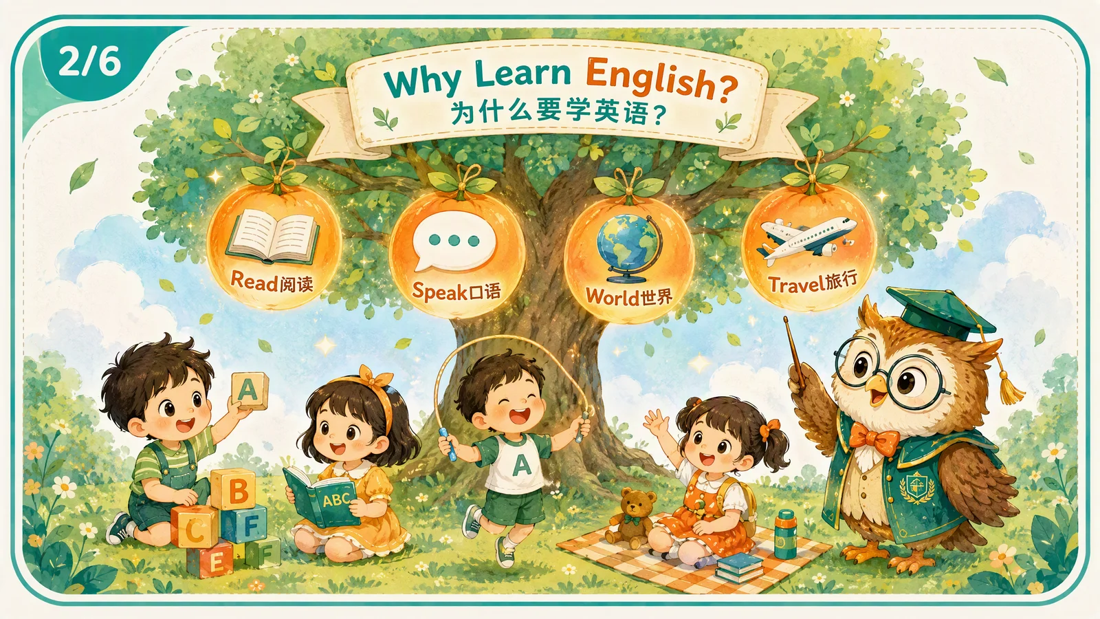 为什么学英语——一棵结满Read/Speak/World/Travel果实的大树
